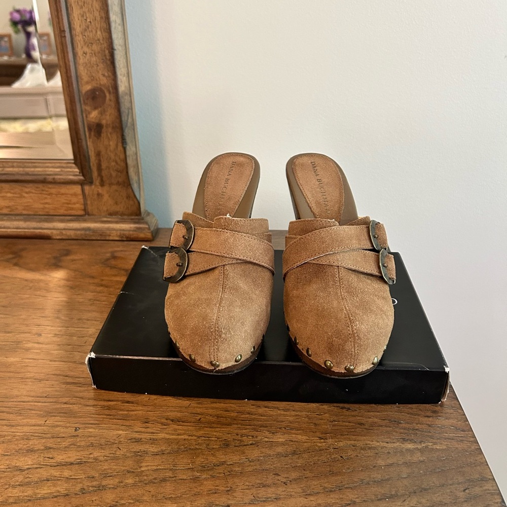 Dana Bachman Brown Suede Clogs